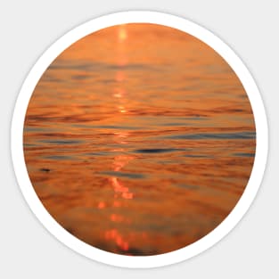 Abstract Orange Ocean Waves Sunset Sticker